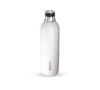 BRITA Botella de acero inoxidable blanca para carbonatador de agua SodaTRIO [1L] - Botella de acero inoxidable de alta calidad aislada y de doble pared con elegante anillo de silicona en la tapa para