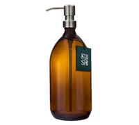 Botella con Bomba de Vidrio ámbar Kuishi con Bomba de Acero Inoxidable [1000ml, Bomba Plateada], ámbar Botellas de Vidrio marrón Recargables Ideal para Lavado a Mano, champú, acondicionador (sin BPA)