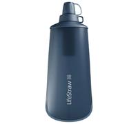 LifeStraw Peak Series - Collapsible Squeeze Bottle Water Filter System - 1L for Trail Running, Through Hiking, Travel, Cycling, and Fishing, Mountain Blue