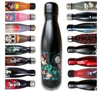 Botella de acero aislante de doble pared - Botella de acero inoxidable reutilizable Demon Slayer negro - Mantenimiento caliente y frío 12 horas - Para deporte, viaje, diario, 500 ml - BPA Free -