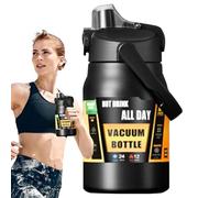 Botella de acero inoxidable aislada, con asa, vaso aislante de gran capacidad, de acero inoxidable, mantiene el frío durante 12 horas, 8 horas, mantiene el calor, para leche, café, bebidas, senderismo