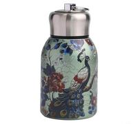 Botella de acero inoxidable con aislamiento térmico de 300 ml, con sello al vacío, portátil y ligera para aventuras al aire libre, oficina, multicolor, patrón especial chapado en oro (B)