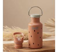Lässig biberón botella de acero inoxidable sin BPA 500ml niños guardería jardín de infancia a prueba de fugas con tapa deportiva para beber/Bottle Stainless Steel Happy Prints caramel