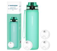 Botella de agua 0,5L Tritan menta Wessper B4 botella de agua con 3 filtros li...