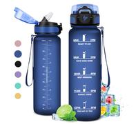 Botella de Agua 1 litro, Botella sin BPA, Cantimplora Deporte con Pajita, Cantimplora Infantil Prueba de Fugas, Reutilizable, Garrafa Agua para Niños, Adulto, Colegio, Camping, Oficina, Bicicleta
