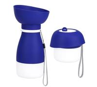Botella De Agua 2 en 1 Plegable para Perro con Recipiente Comida 600ml Dispensador Portátil para Mascotas con Bol Válvula Antigoteo Libre De BPA(Blue)