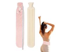 Botella de agua, 2 x 12 x 2 cm, de goma y poliéster, con tapón de seguridad, cinturones de agua caliente de larga duración, bolsa de agua de cintura con cubierta para fijar en cuello, cintura y