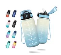 Botella de Agua 500ml, Cantimplora con Pajita, Fácil de Abrir, Reutilizable, Botella Agua Motivadora y Prueba de Fugas, Cantimplora para Niños, Adulto, Escuela, Bicicleta, Correr, Senderismo, Yoga