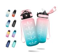 Botella de Agua 500ml, Cantimplora con Pajita, Fácil de Abrir, Reutilizable, Botella Agua Motivadora y Prueba de Fugas, Cantimplora para Niños, Adulto, Escuela, Bicicleta, Correr, Senderismo, Yoga