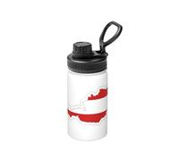 Botella de agua aislada al vacío deportiva de 340.2 g, con diseño de mapa de la bandera austriaca, botellas de agua de acero inoxidable con boca ancha