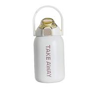 Botella de agua aislada con dise ñ o de pajita con tapa de rebote (Beige) | Botella de agua con aislamiento de acero inoxidable de primera calidad para hervidor de agua portátil para exteriores de 850