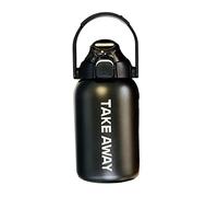 Botella de agua aislada con dise ñ o de pajita con tapa de rebote (Negro) | Botella de agua con aislamiento de acero inoxidable de primera calidad para hervidor de agua portátil para exteriores de 850