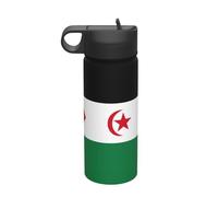 Botella de agua aislada con diseño de bandera del Sáhara Occidental, botella de agua con popote de acero inoxidable (18 onzas), adecuada para camping, fitness, senderismo al aire libre,