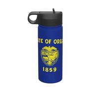 Botella de agua aislada con diseño de la bandera del estado de Oregon, botella de agua de acero inoxidable (18 onzas), adecuada para camping, fitness, senderismo al aire libre,
