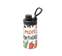 Botella de agua aislada de 12 onzas con estampado de pimienta amarilla y verde, taza de agua espacial para viajes, deportes espaciales, boca ancha, acero inoxidable