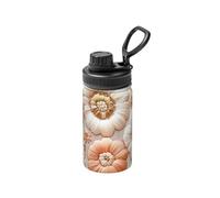 Botella de agua aislada de 340.2 g con estampado de margaritas vintage, botella de agua aislada para viajes, deportes espaciales, boca ancha, acero inoxidable