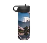 Botella de agua aislada de 510.3 g para deportes de principios de primavera, botella de agua con popote de acero inoxidable para camping, fitness, senderismo al aire libre,