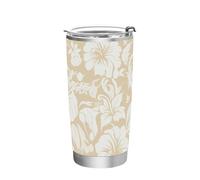 Botella de agua aislada de acero inoxidable con tapa, diseño floral de silueta beige, taza de viaje a prueba de derrames para camping, lindo vaso aislado de 20 onzas, 20 onzas