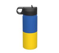 Botella de agua aislada de viaje con bandera de Ucrania, botella de agua con popote de acero inoxidable (18 onzas), adecuada para camping, fitness, senderismo al aire libre,