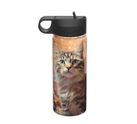 Botella de agua aislada de viaje Energetic Cat (18 onzas), imprescindible para camping, fitness y senderismo