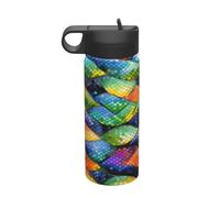Botella de agua aislada de viaje Rainbow Fish Scale (18 onzas), imprescindible para camping, fitness y senderismo