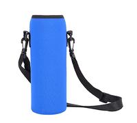 Botella de agua al aire de 1000 ml, funda aislante, bolsa de neopreno con correa para caminar, correr, gimnasio, ciclismo, negro, rojo, 19x8 cm (Azul)