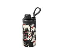 Botella de agua al vacío de acero inoxidable de 355 ml, diseño de perro escocés, cuello rojo, petaca deportiva ligera