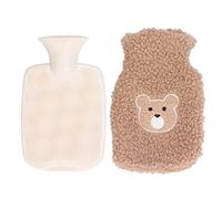 Botella de agua caliente, 1000 ml, bonito oso de peluche, PVC engrosado, antirotura, bolsa de agua caliente con cubierta para oficina en casa de invierno (color café)
