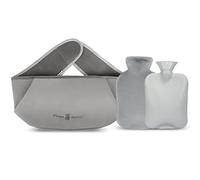 Botella de Agua Caliente 3 In 1, Bolsa de Agua Caliente de Goma con Cubierta de Cintura Suave, Prueba de Fugas y Duradera, para Cuello y Hombro, Espalda, Piernas, Cintura Cálida (Gris, 1.2L)