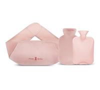 Botella de Agua Caliente 3 In 1, Bolsa de Agua Caliente de Goma con Cubierta de Cintura Suave, Prueba de Fugas y Duradera, para Cuello y Hombro, Espalda, Piernas, Cintura Cálida (Rosa, 1.2L)