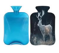 Botella de agua caliente 3D Magic Animal Deer con tapa, botella de gran capacidad de 2 L, bolsa de agua para noches acogedoras, alivio del dolor, espalda, cuello y hombros