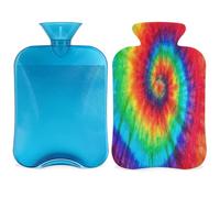 Botella de agua caliente abstracta con diseño de remolino arcoíris con funda, bolsa de agua caliente de 2 litros para aliviar el dolor, cuello y hombros, manos, pies, compresa caliente y fría