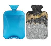 Botella de agua caliente abstracta de arte de mármol con tapa, botella de gran capacidad de 2 L, bolsa de agua para noches acogedoras, alivio del dolor, espalda, cuello y hombros