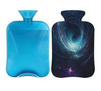 Botella de agua caliente abstracta de la nebulosa de galaxia con funda, botella de gran capacidad de 2 L, bolsa de agua para noches acogedoras, alivio del dolor, espalda, cuello y hombros