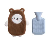 Botella de agua caliente Asudaro 500 ml dulce Tier-WarmflascheWinter-Plüsch-Warmflasche mit Plüschbezug beidseitige EinführpositionHandwiederverwendbares Warmwasser zur Linderung Nacken- und