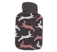 Botella de agua caliente Bolsa de agua caliente Botella de agua caliente con funda de punto suave para aliviar el dolor de cuello y hombros y calentar el invierno 2000 ml Caucho (Conejo Negro)