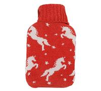 Botella de agua caliente Bolsa de agua caliente Botella de agua caliente con funda de punto suave para aliviar el dolor de cuello y hombros y calentar el invierno 2000 ml Caucho (Caballo)