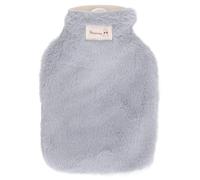 Botella de agua caliente, bolsa de agua caliente de 1000 ml con cubierta de peluche suave almohadilla de calefacción de agua bucal con cintura para alivio del dolor de cuello y (Gris claro)