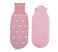 Botella de agua caliente Bolsa de agua caliente de silicona multifuncional con cubierta de punto para oficina hogar 550 ml (Rosa)