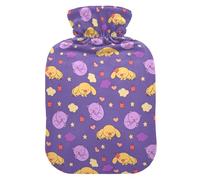 Botella de agua caliente, bolsa de agua caliente grande de 2 litros con cubierta de felpa suave para dormir para gatos y perros, tapón de rosca a prueba de fugas, ideal para deportes de invierno al