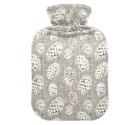 Botella de agua caliente, bolsa grande de agua caliente de 2 litros con cubierta de felpa suave, cono de piña, tapón de rosca a prueba de fugas, ideal para deportes de invierno al aire libre, espalda,