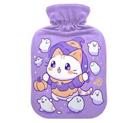 Botella de agua caliente, bolsa grande de agua caliente de 2 litros con cubierta de felpa suave, diseño de gatitos mágicos, tapón de rosca a prueba de fugas, ideal para deportes de invierno al aire