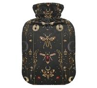 Botella de agua caliente, bolsa pequeña de agua caliente de 1 litro con cubierta de felpa suave para calentar luna e insectos, tapón de rosca a prueba de fugas, ideal para deportes de invierno al aire