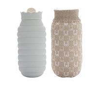Botella de Agua Caliente, Botella de Agua Caliente de Silicona for Calentamiento por Microondas con Funda de Punto Bolsa Larga de Agua Caliente for el Alivio del Dolor, Terapia de Frío y Calor (Color