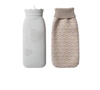 Botella de agua caliente, Botella de agua caliente larga con cubierta de punto Calentamiento en microondas Bolsa de agua caliente de silicona Regalo for niñas, Terapia de frío y calor (Color : Gray)