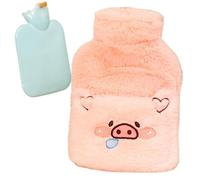 Botella de agua caliente - Botellas de agua con cubierta de felpa, cubierta de botella de agua caliente, lindo paquete de agua caliente de animales de dibujos animados con cubierta de felpa, bolsa de