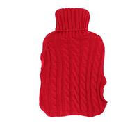 Botella de agua caliente, calentador de cama a prueba de explosiones de goma, bolsa de agua caliente, alivia la incomodidad Paquete de agua caliente de invierno con funda de punto(giro rojo navidad)