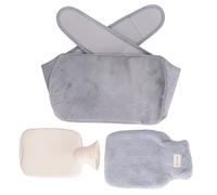 Botella de agua caliente Cheotime Wtih Soft Fince Tuber, 1l Bottles de agua caliente de goma caliente Bottles Boots con una cubierta de cintura suave de 130 cm de largo para el (Light Grey)