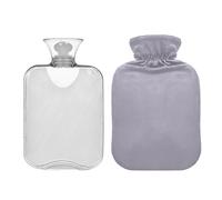 Botella de agua caliente clásica con cubierta, bolsa de agua caliente reutilizable violeta mineral, botella de agua caliente portátil para aliviar el dolor, calentadores de manos y pies, 2 litros