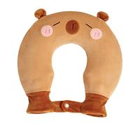 Botella de agua caliente, cojín cervical en forma de U con diseño de animales para protección del cuello, botella de agua caliente con de felpa, para dolores musculares, mujeres, niños, viajes